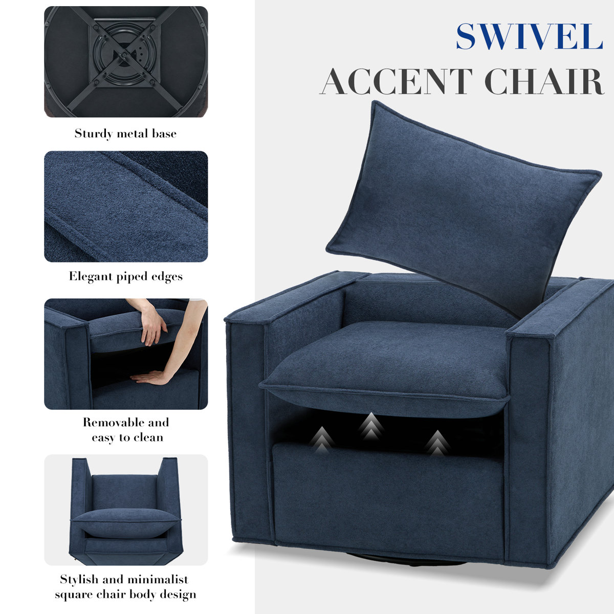 Hendina Upholstered Swivel Armchair (Set of 2)